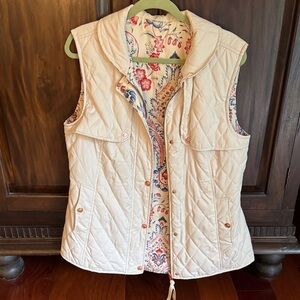 Nanette Lepore Cream Quilted Vest with Floral Lining